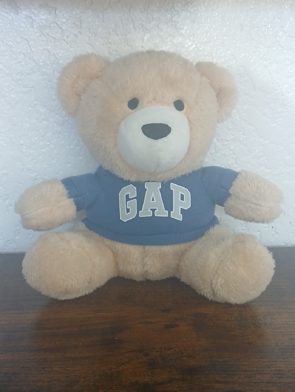 GAP Beige Teddy Bear with Blue Logo Sweatshirt 8" Stuffed Bear Dog Toy